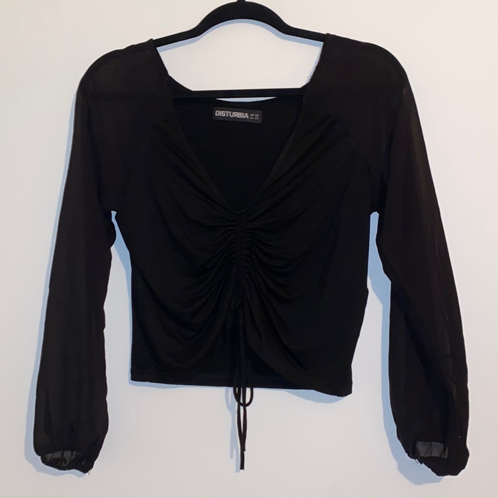 Disturbia cinch front long sleeve top